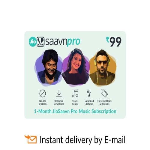 JioSaavn E-Gift Card - Rs. 99 for 1 month subscription